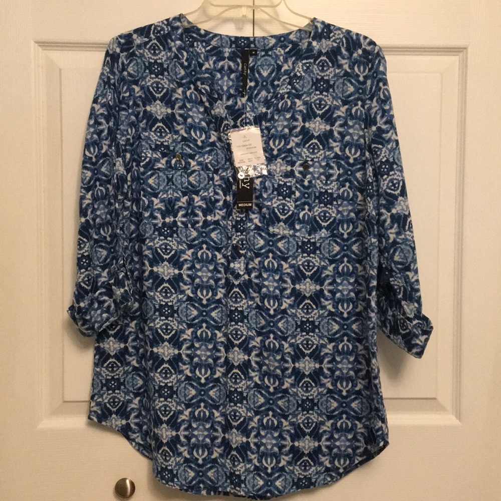 NWT CATHY DANIELS Popover Top 3/4 Sleeves